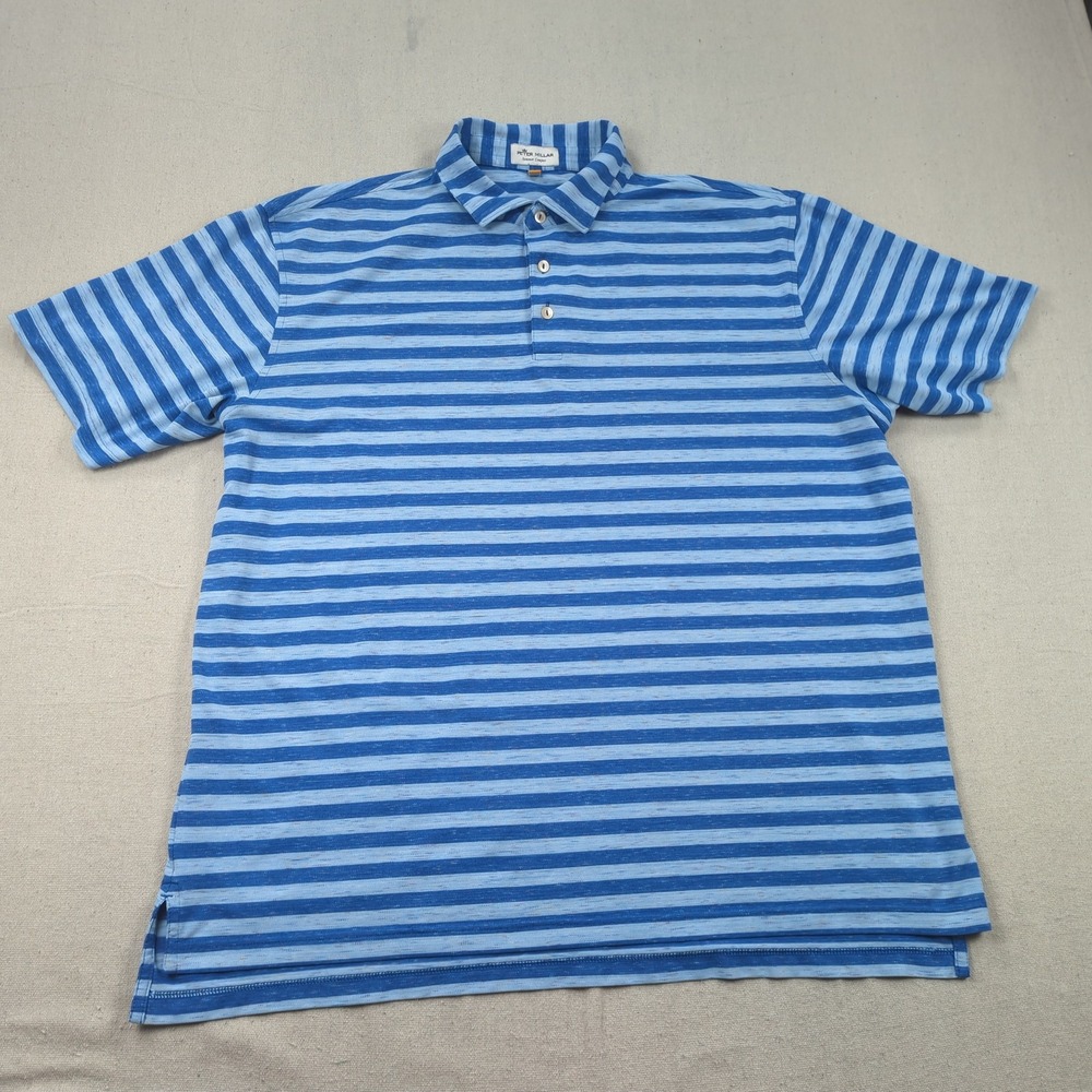 Peter Millar Shirt Mens Extra Large Blue Striped Summer Comfort Golf Performance